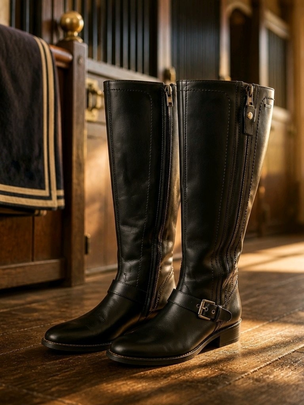 Geox Waterproof Black Leather Riding Boots - Women's, Size 6